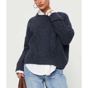 Princess Polly Canlish Oversized Cable Knit Sweater Blue Cranky XL